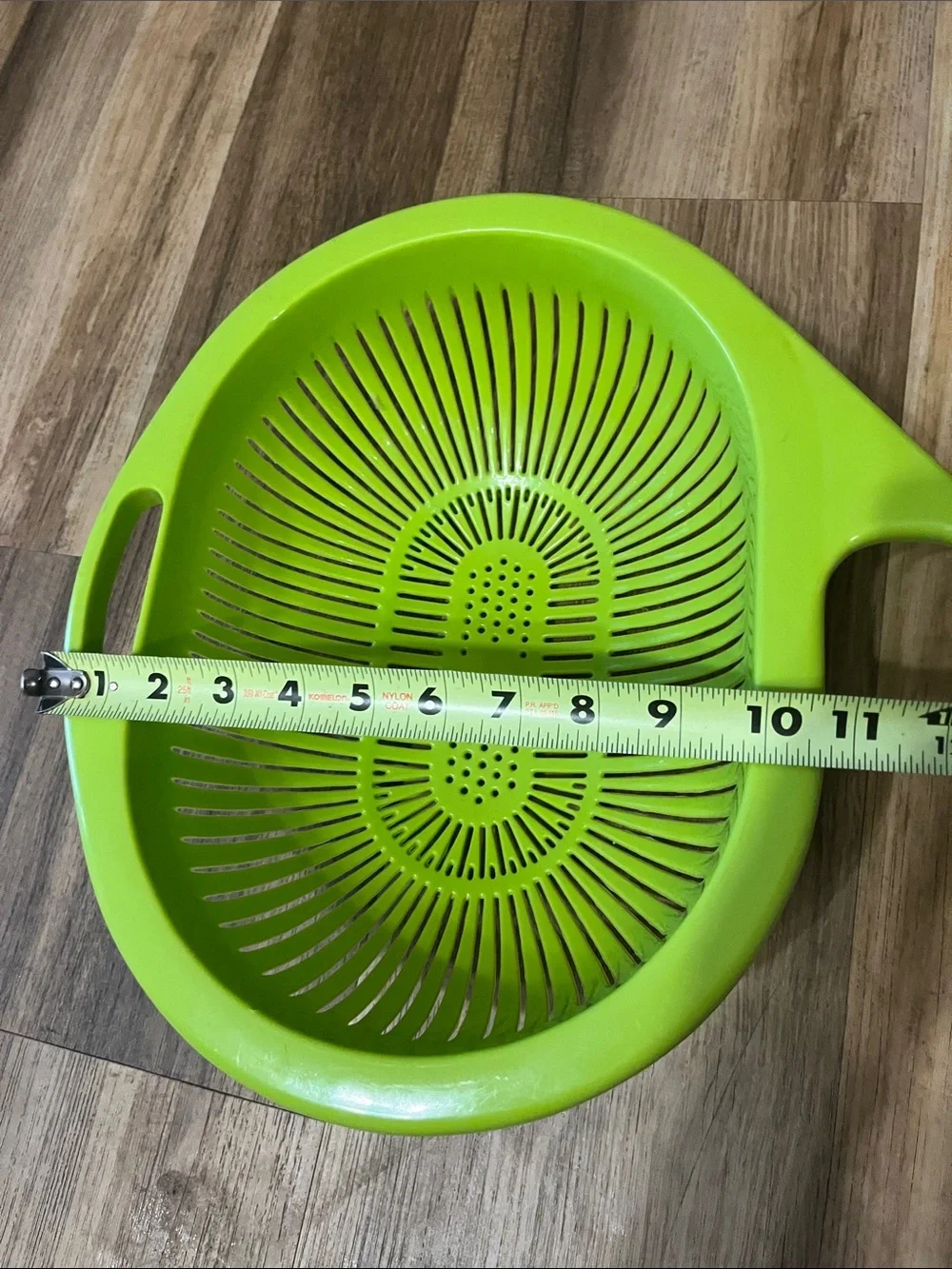 Vintage lime green plastic colander